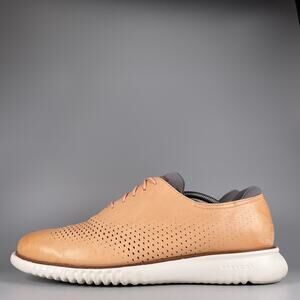 Cole Haan 2.ZeroGrand Laser Men 12 M Tan Leather Lined Wingtip Oxford Dress Shoe